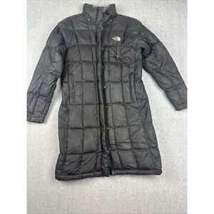 North Face Jacket Womens XS Black Down Puffer Parka Full Zip Button Outdoor READ